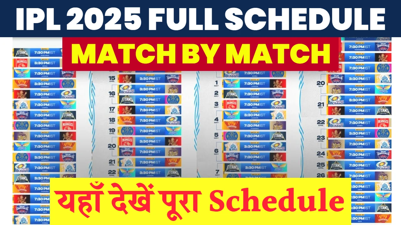 आईपीएल 2025 (IPL 2025 Schedule) का शेड्यूल घोषित, 22 मार्च को KKR बनाम RCB से होगा आगाज
